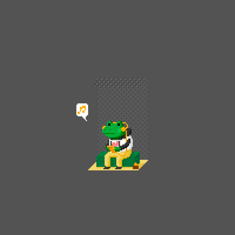 Pixel art frog in a park